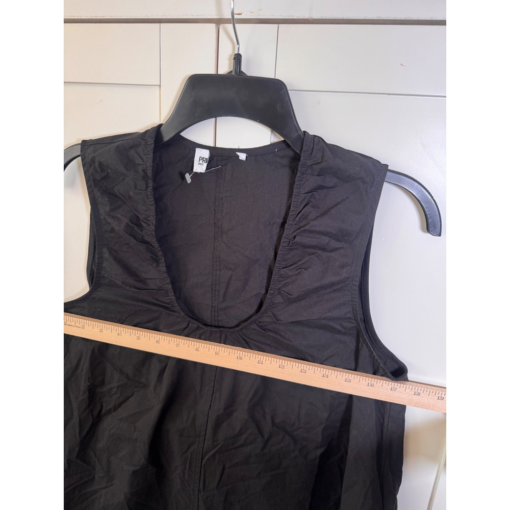 Princess Polly Black Eberta Cotton Ruched Scoop Neck Sleeveless Mini Dress 2 - Picture 4 of 6